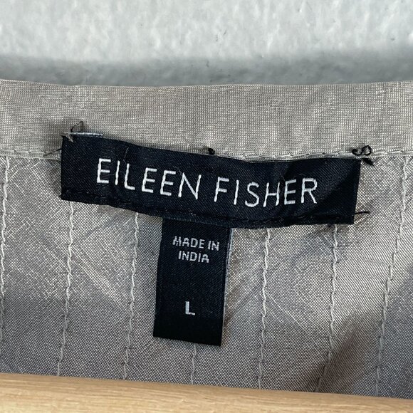 Eileen Fisher Womens Large 100% Silk Tunic Blouse Shirt Minimalist Lagenlook - Picture 4 of 13